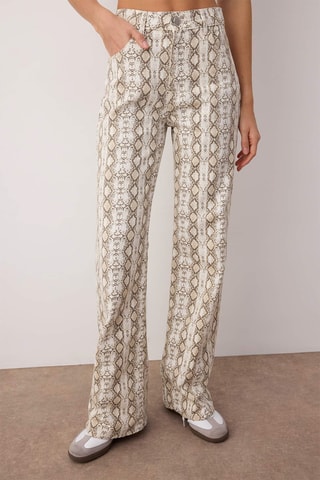 Calças de ganga wide legs cintura alta - Cru