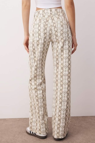 Calças de ganga wide legs cintura alta - Cru