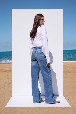 Calças de ganga wide legs - Azul