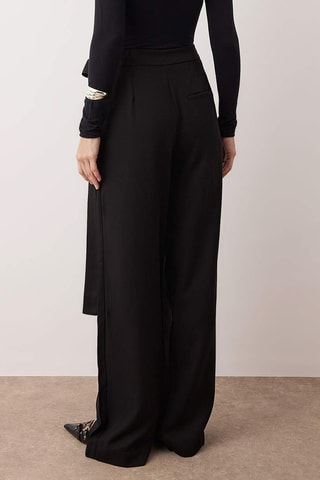 Calças wide legs de cintura alta - Preto