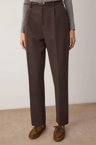 Calças corte cenoura - Castanho