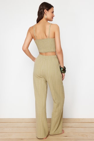 Crop top e calças - Caqui