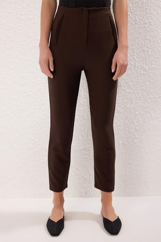 Calças - Castanho-escuro