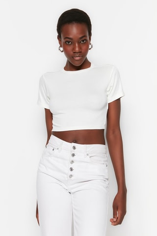 2 crop top - Nero ed ecrù