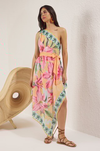 Vestido assimétrico - Laranja