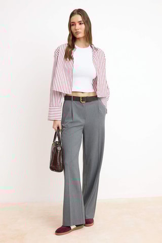 Calças wide legs - Cinzento