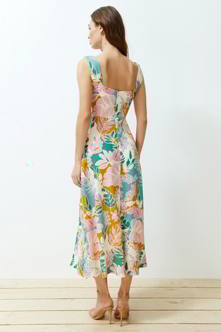 Vestido direito - Rosa e verde