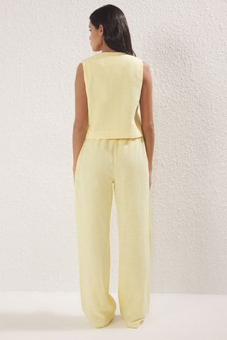 Top e calças wide legs de cintura alta - Amarelo