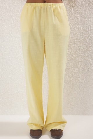 Top e calças wide legs de cintura alta - Amarelo