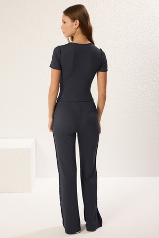 Crop top e calças de cintura alta - Antracite