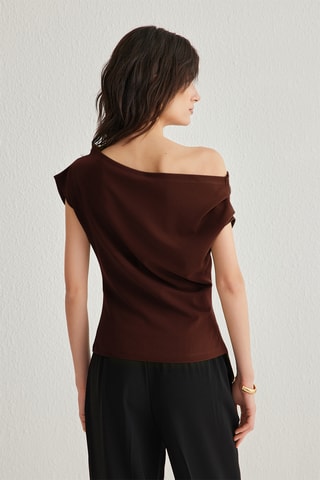 Top drapeado - Castanho