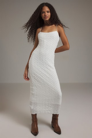 Vestido comprido em renda - Branco