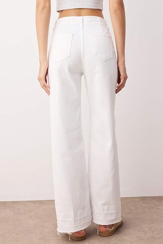 Calças de ganga wide legs cintura alta - Branco