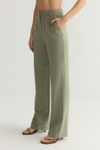 Calças wide legs de cintura alta - Caqui