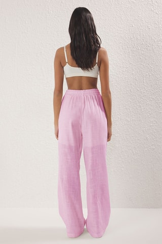 Calças wide legs de cintura alta - Rosa-maquilhagem