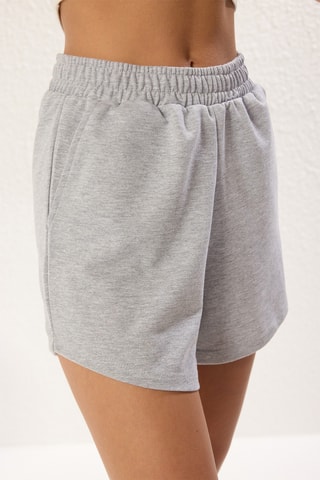 2 calções de cintura alta - Cinzento-claro mesclado