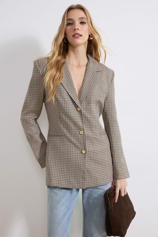 Casaco - Castanho-claro e azul-escuro