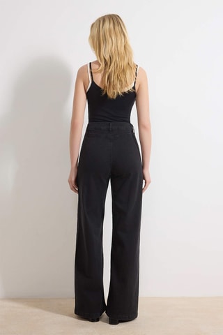 Calças de ganga wide legs - Preto