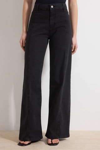 Calças de ganga wide legs - Preto