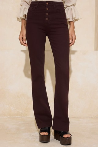 Calças de ganga flare - Castanho-escuro