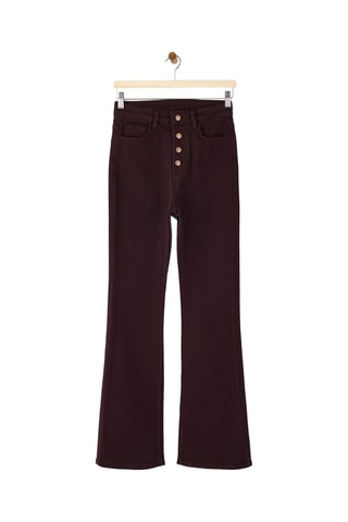 Calças de ganga flare - Castanho-escuro