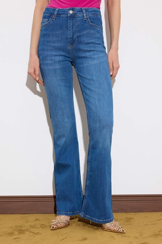 Calças de ganga flare - Azul-escuro