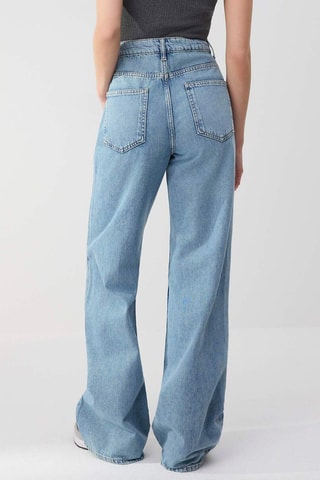 Calças de ganga wide legs cintura alta - Azul-claro