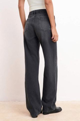 Calças de ganga wide legs - Preto