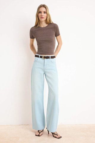 Calças de ganga wide legs - Azul-claro