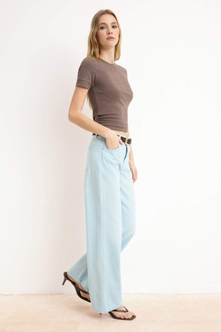Calças de ganga wide legs - Azul-claro