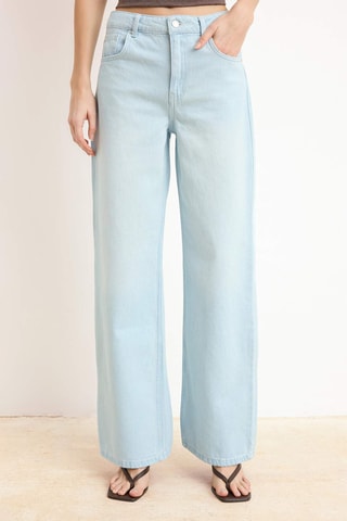 Calças de ganga wide legs - Azul-claro