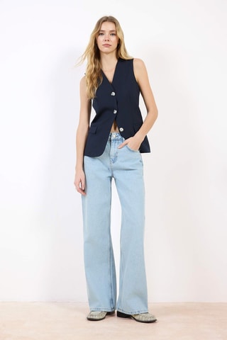 Calças de ganga wide legs - Azul-claro