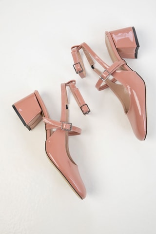 Babies de salto envernizado - Rosa-maquilhagem