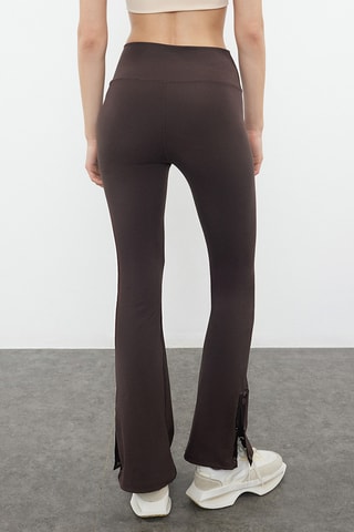 Legging de cintura subida - Castanho