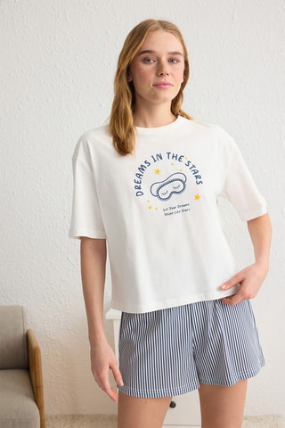 Pijama - Branco e azul