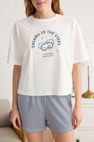 Pijama - Branco e azul