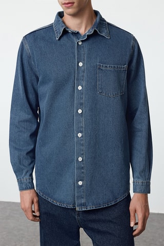 Camisa de ganga - Azul-escuro