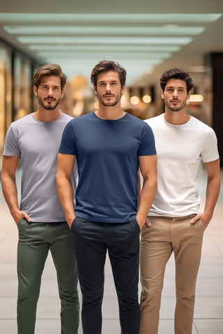 3 t-shirts - Cinzento e branco
