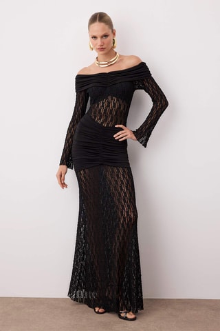 Vestido bi-matéria - Preto