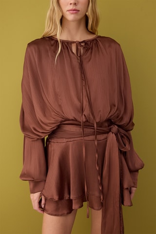 Vestido drapeado - Castanho