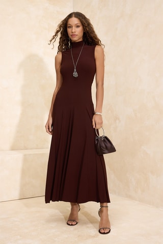 Vestido comprido - Castanho-escuro