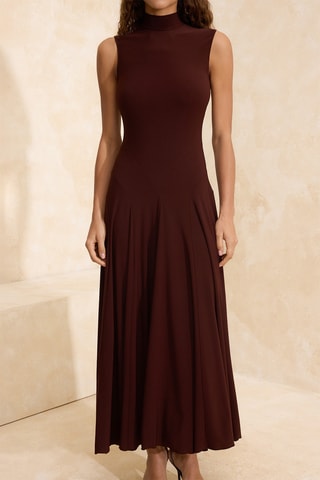 Vestido comprido - Castanho-escuro