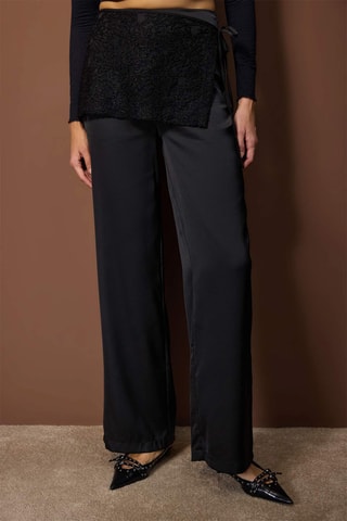 Calças de cintura alta - Preto