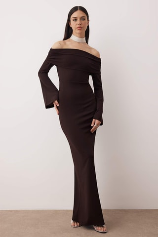 Vestido comprido - Castanho-escuro