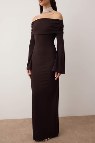 Vestido comprido - Castanho-escuro