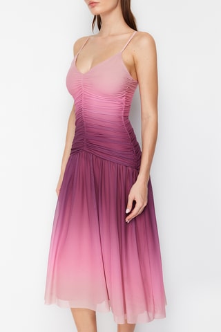 Vestido drapeado dip and dye - Rosa