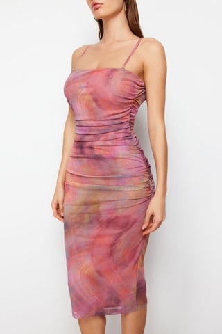 Vestido drapeado tie and dye - Rosa