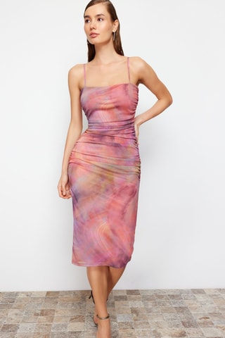 Vestido drapeado tie and dye - Rosa