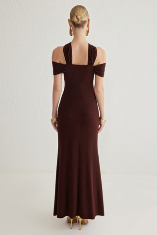 Vestido comprido - Castanho-escuro