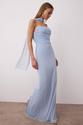 Lenço e vestido caicai - Azul-claro